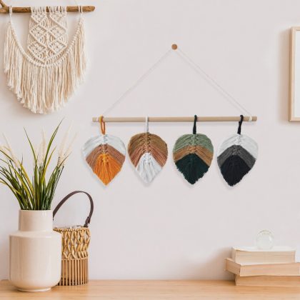 Multicolor Leaf Macrame Tapestry Wall Hanging
